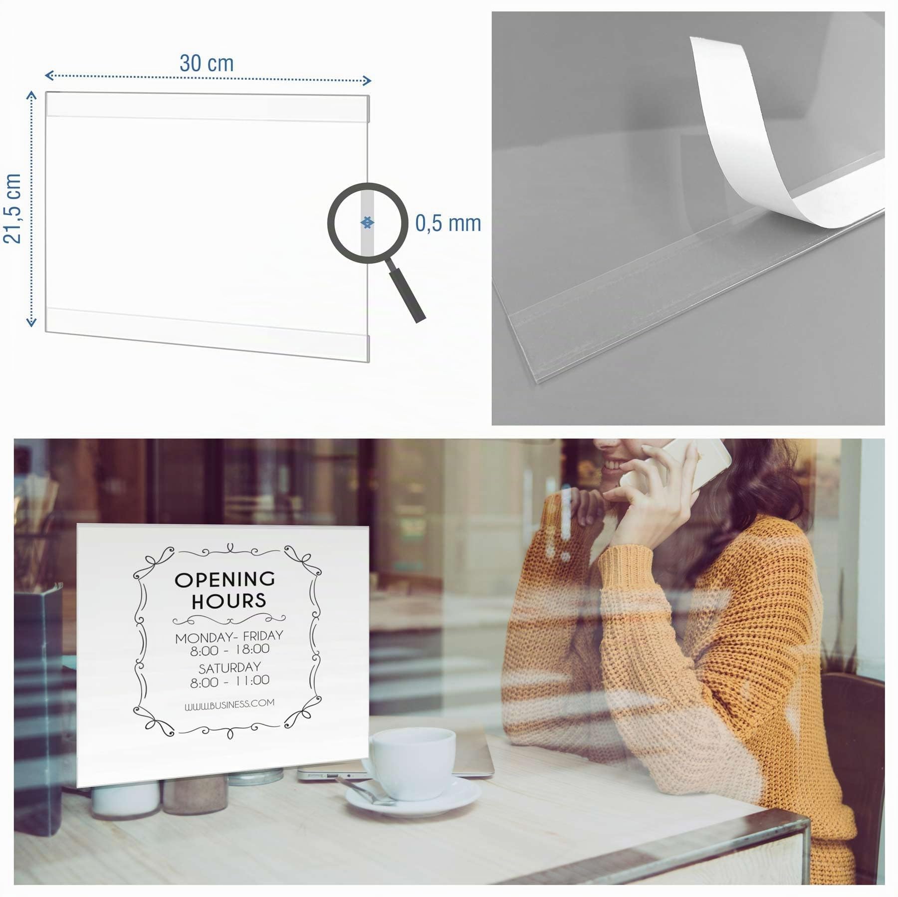 Porte Document Mural A4 Adhesif Porte Menu Restaurant Panneau Affichage Exterieur Support Mural Affiche, Document pour Bureau, Magasin, Restaurant (horizontal)