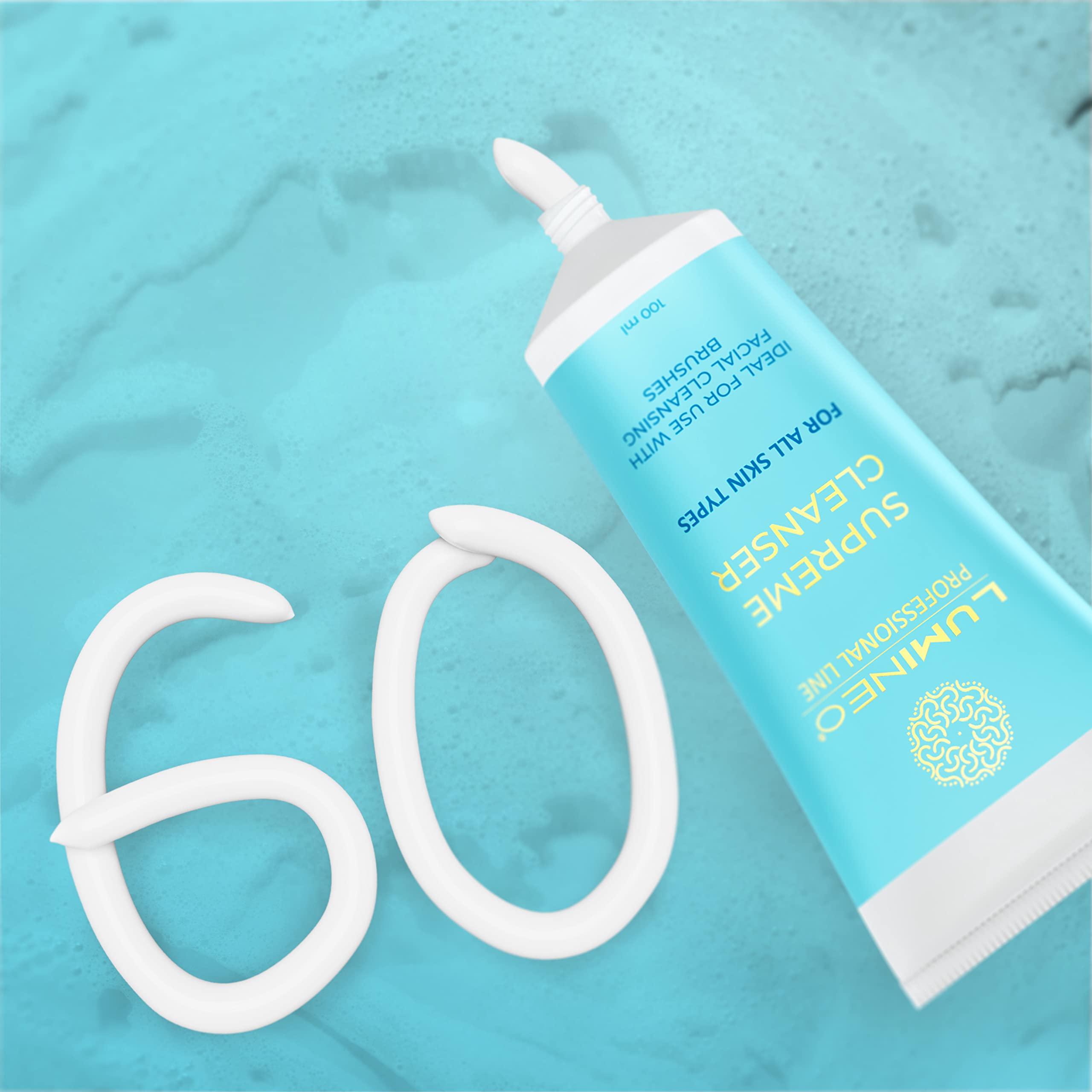 Lumineo Gel nettoyant pour le visage, particulièrement onctueux, adapté aux brosses électriques pour le visage, pour tous les types de peaux principaux, démaquillant (Peau normale)