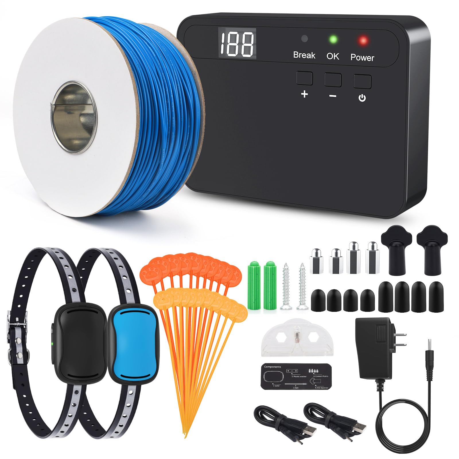 MASBRILLElectric Fence for Dogs, 2024 Upgraded Underground above Ground Electric Dog Fence Pet Containment System with Waterproof Rechargeable Training Collar, Tone/Shock Correction