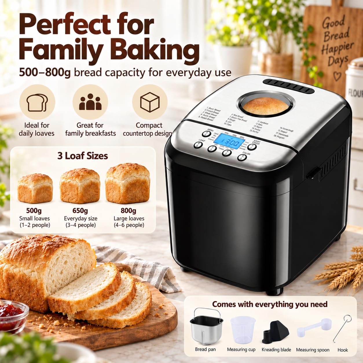 Panificadora, máquina automática de pan con función de amasado de masa