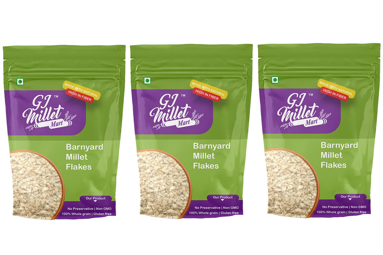 Buy GJ MILLET MART Barnyard Millet Flakes, Millet Poha 3 x 250g