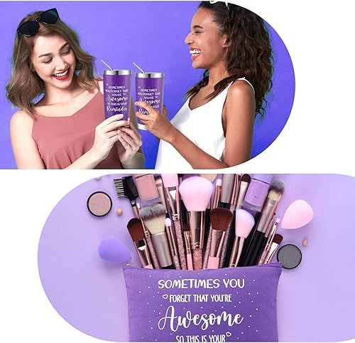 Miniatura 5 de Zhehao 3 piezas de regalos inspiradores morados para mujeres, regalos de agradecimiento, regalos del día de la madre, vaso morado café de 20 onzas,