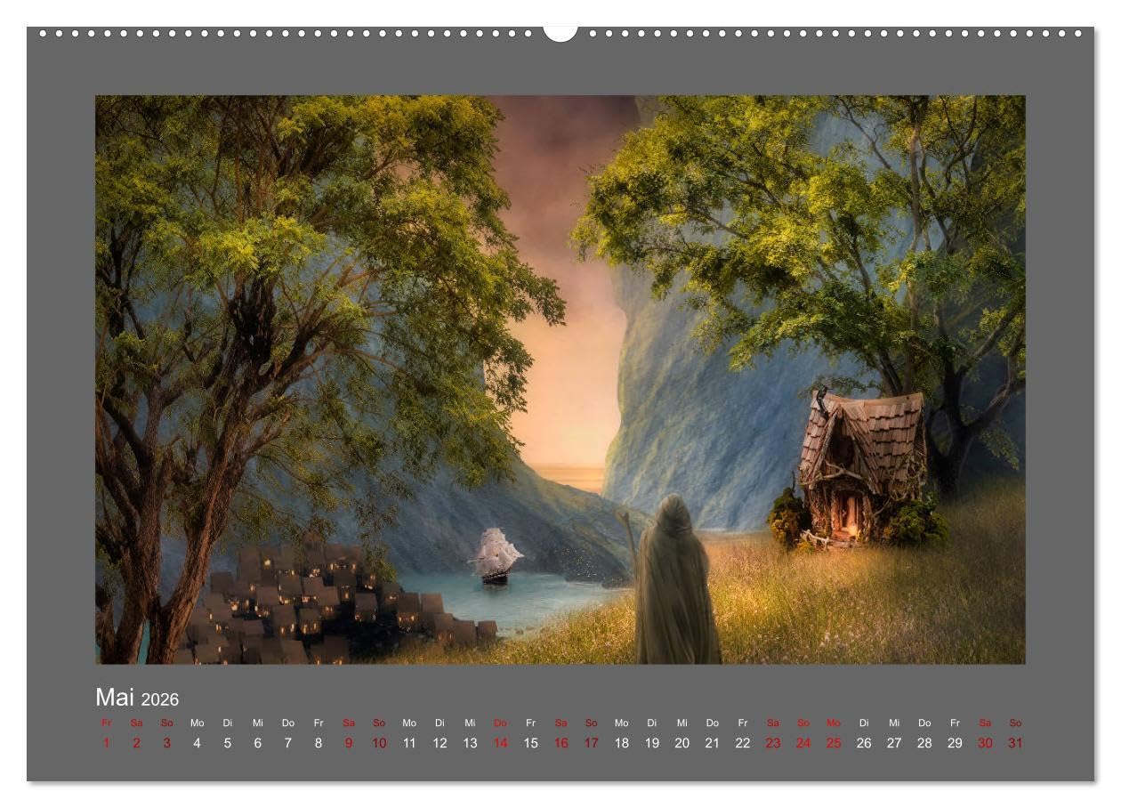 Weg des Zauberers (Wandkalender 2026 DIN A2 quer), CALVENDO Monatskalender: Ein Fantasy-Bilderbuch (CALVENDO Kunst)