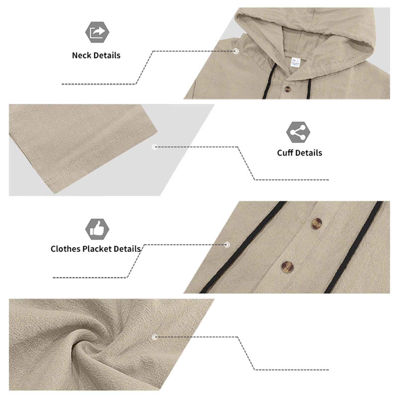Ensemble Homme 2 Pièces en Lin Printemps Été 2026,T-Shirt À Capuche Et Pantalon Tenues D'Été Manches Longues Ensemble Jogging Homme Chemise Boutonnée Survêtement Ensembles Streetwear Loisirs
