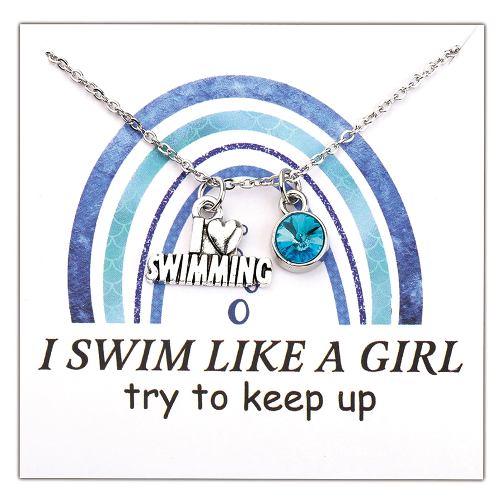 JXJL 925 Sterling Silver Swimming Jewelry Set - Pendant, Earrings & Bracelet For Women Swimmers (Cubic Zirconia)