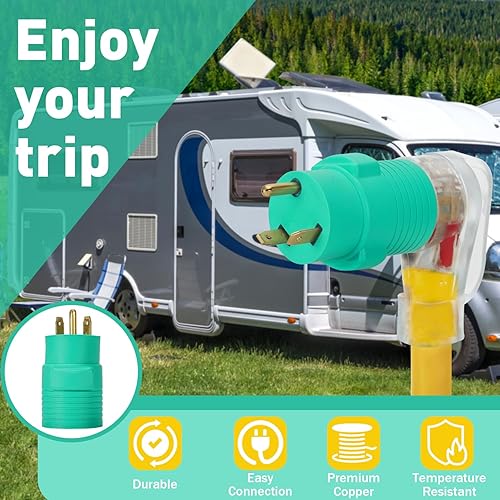 Miniatura 7 de Enchufe RV de 30 amperios a 50 amperios, enchufe de RV resistente TT-30P a 5-15R Enchufe macho de 30 A a receptáculo hembra de 15 A para generador
