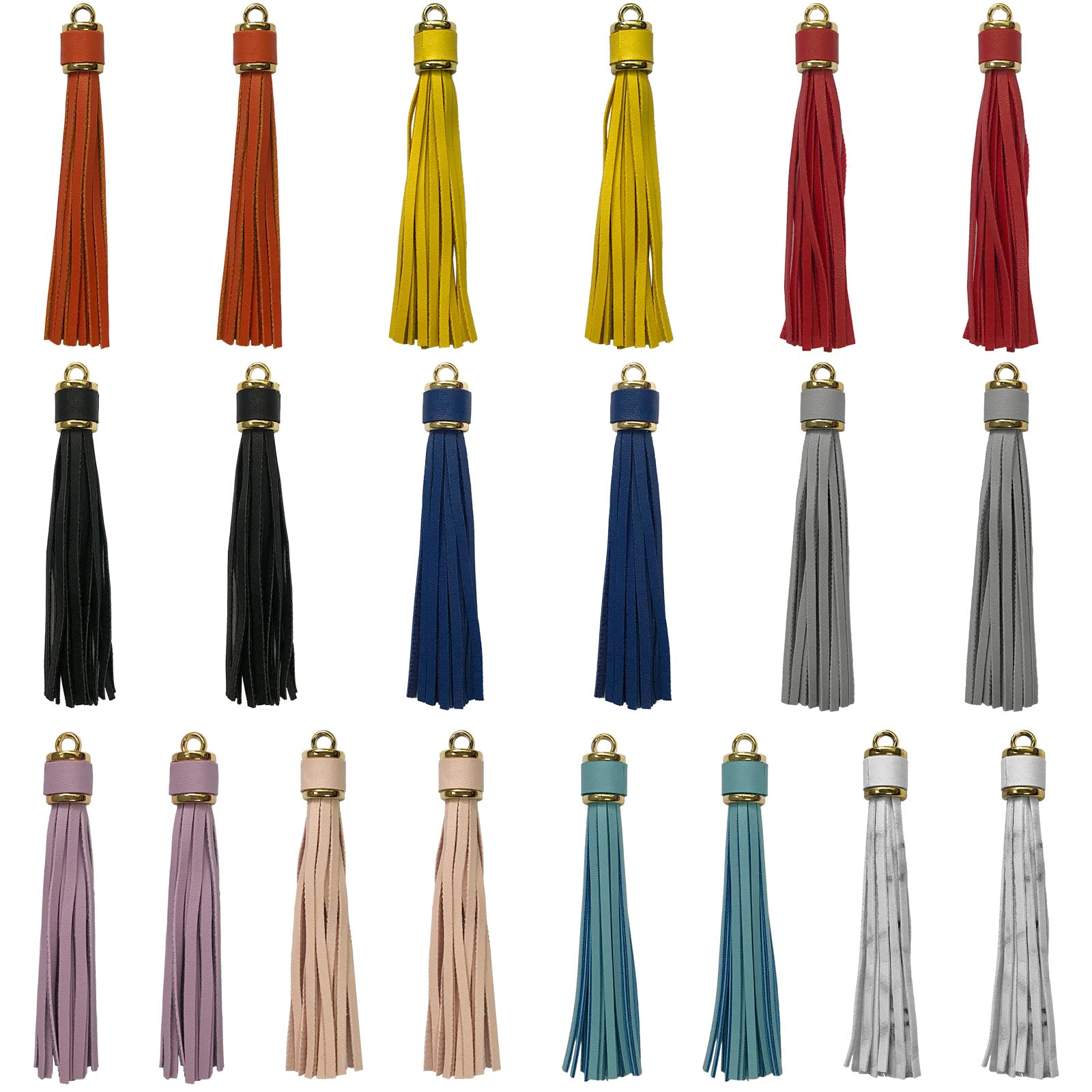 20Pcs PU Tassels Mixed 10 Colors Bulk Faux Leather Tassels 3.9 Inch Keychain Tassels for Earring Jewelry Making, DIY Craft Projects, Bookmarks, 10cm