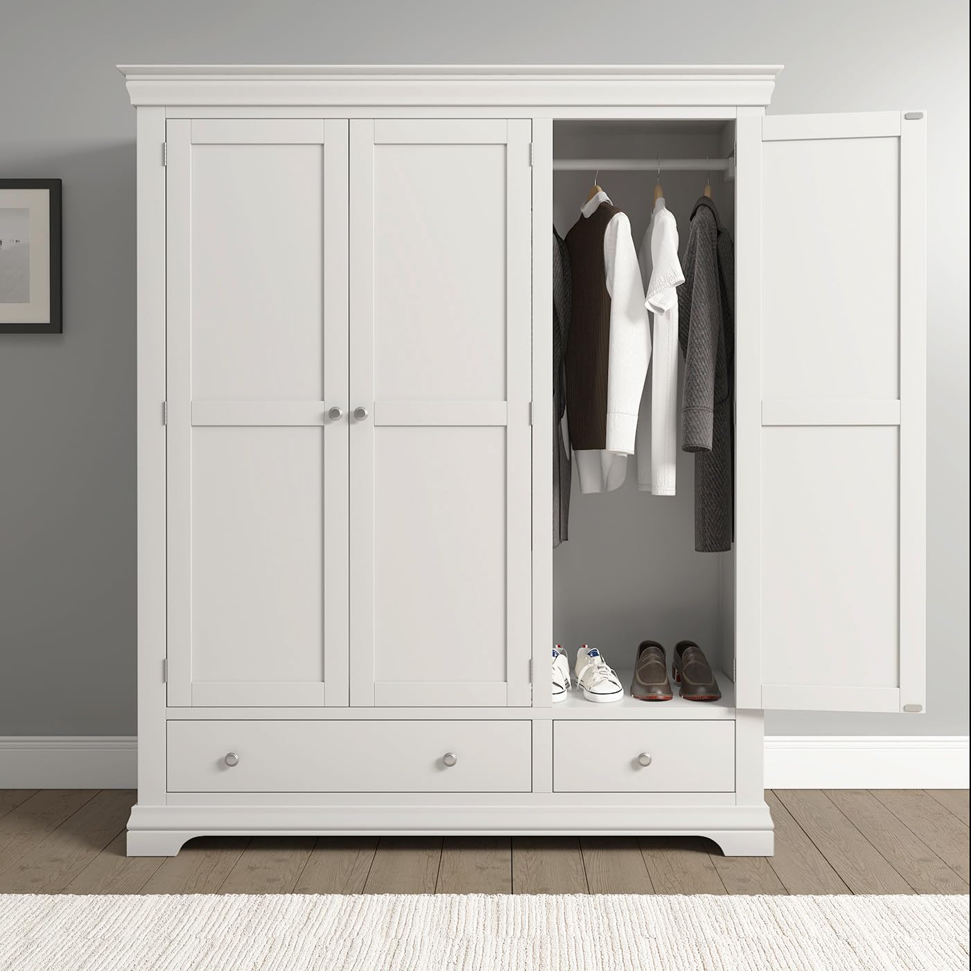 Seconique Unisex Ivory Bordeaux Door Wardrobe (Part Assembled) In Size 3