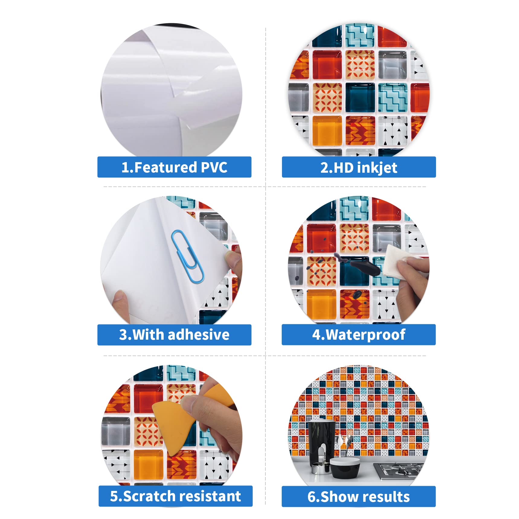 Alwayspon Lot De 24 Autocollants Muraux à Décoller Et à Appliquer