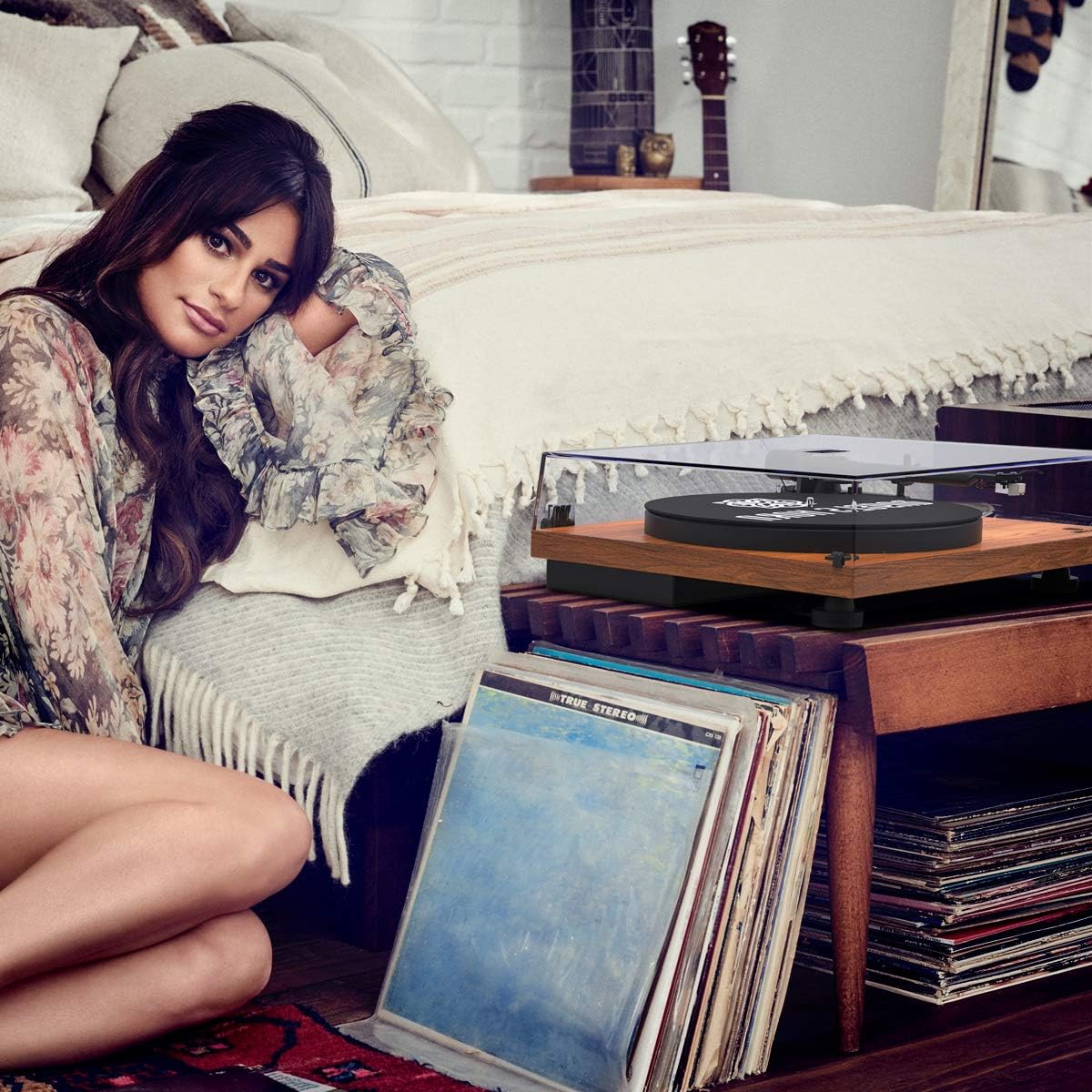 Vinyl Record Player, ANGELS HORN Turntables for Vinyl Records, Built-in Phono Preamp, Belt Drive 2-Speed, Adjustable Counterweight, AT-3600L, No Bluetooth