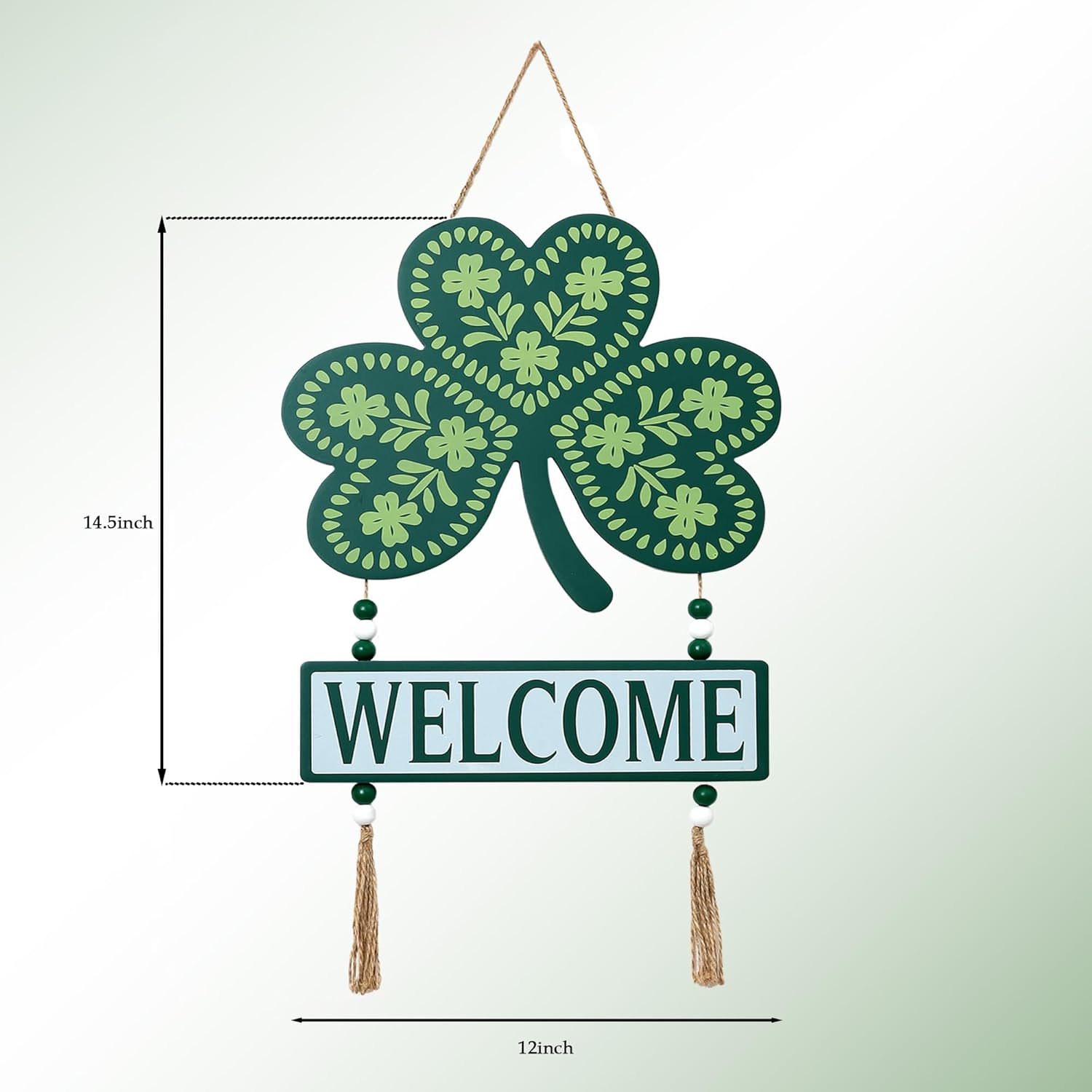 12" Welcome Signs for Front Door,Easter Wreath Set of 2,Rustic Clover Wreaths Wall Hanging Outdoor, Farmhouse, Porch,Spring All Season Holiday - Image 7