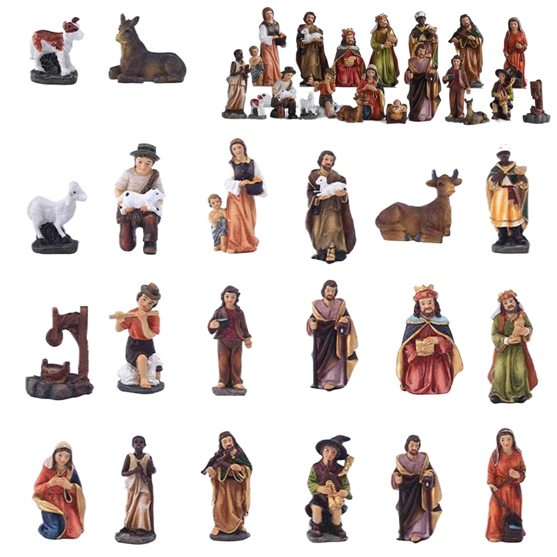 Juego de Belén navideño 20PCS/Set Belén de Resina con Figuras realistas Decoración de Mesa navideña Coleccionable Adorno navideño religioso