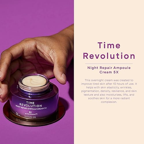 Miniatura 2 de MISSHA Time Revolution Crema de ampolla reparadora nocturna (5 generación) de 1.69 onzas líquidas  Crema de noche triple fermentada para sueño