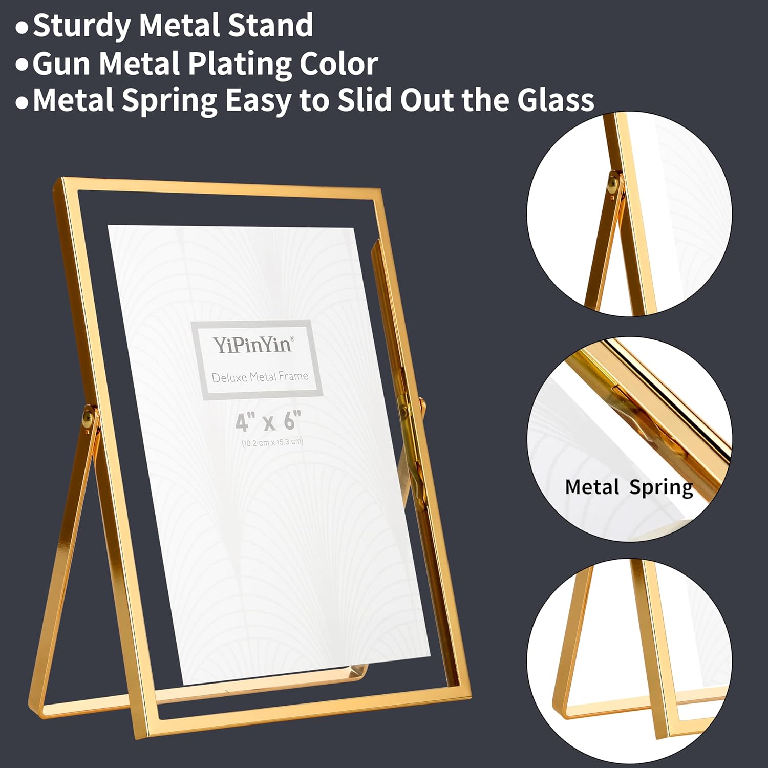 Gold 10x12'' Floating Frame Set of 2,For Photo Sizes 5x7'', 7x9'', 810'', 8.5x11'', Metal Frames for Tabletop/Shelf Display,Classy Gift Choice for Wedding,Birthady,Home or Office Decor