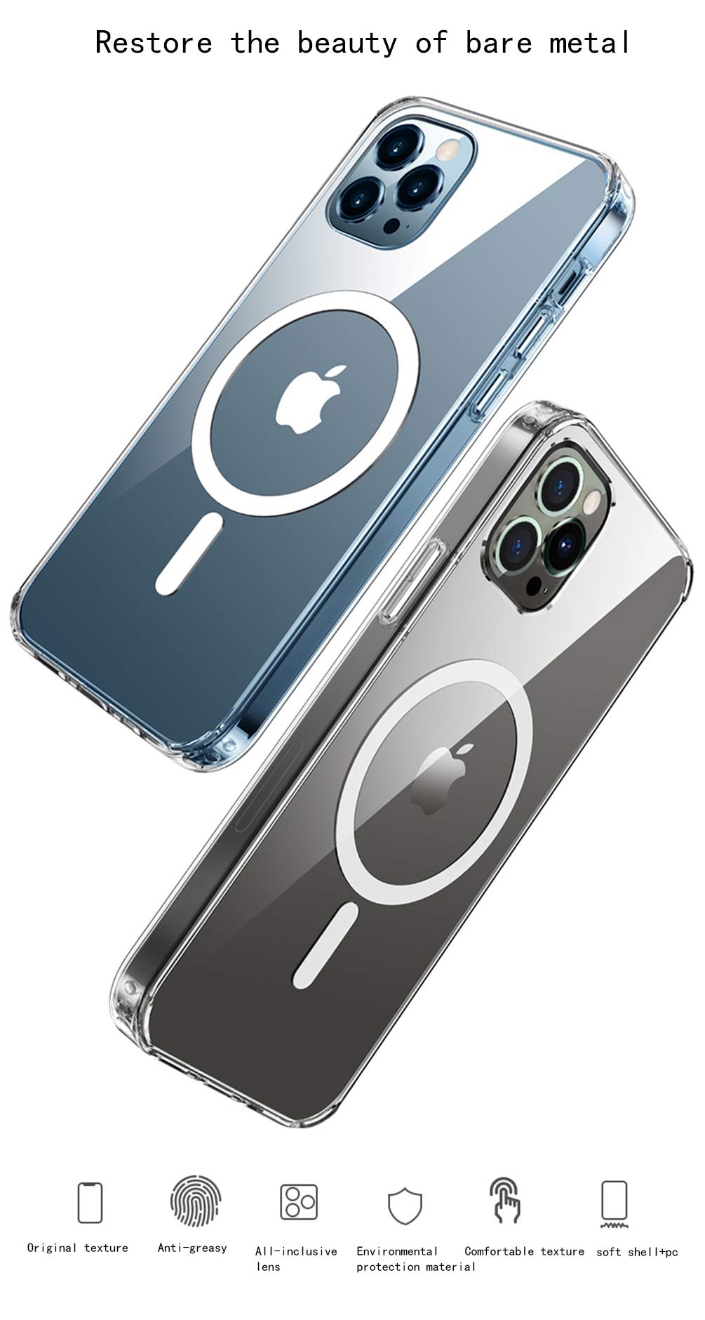Custodia Trasparente Mkeke Per IPhone 11, Paraurti Con Ammortizzatori, Policarbonato E TPU