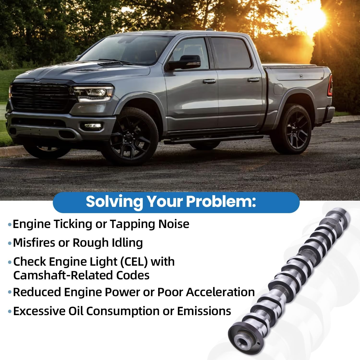 5047913AD Right Side Intake Camshaft Compatible with Dodge Durango Chrysler Jeep Ram 1500 3.6L 2016-2024, Replacement Part Numbers: 5047913AC 5047913AB 5047913AA