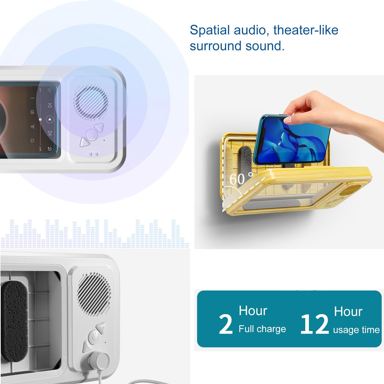 Supporto Telefono Doccia Impermeabile - Girevole 480° Touch Sensibile Supporto Phone Bagno - Foto 14