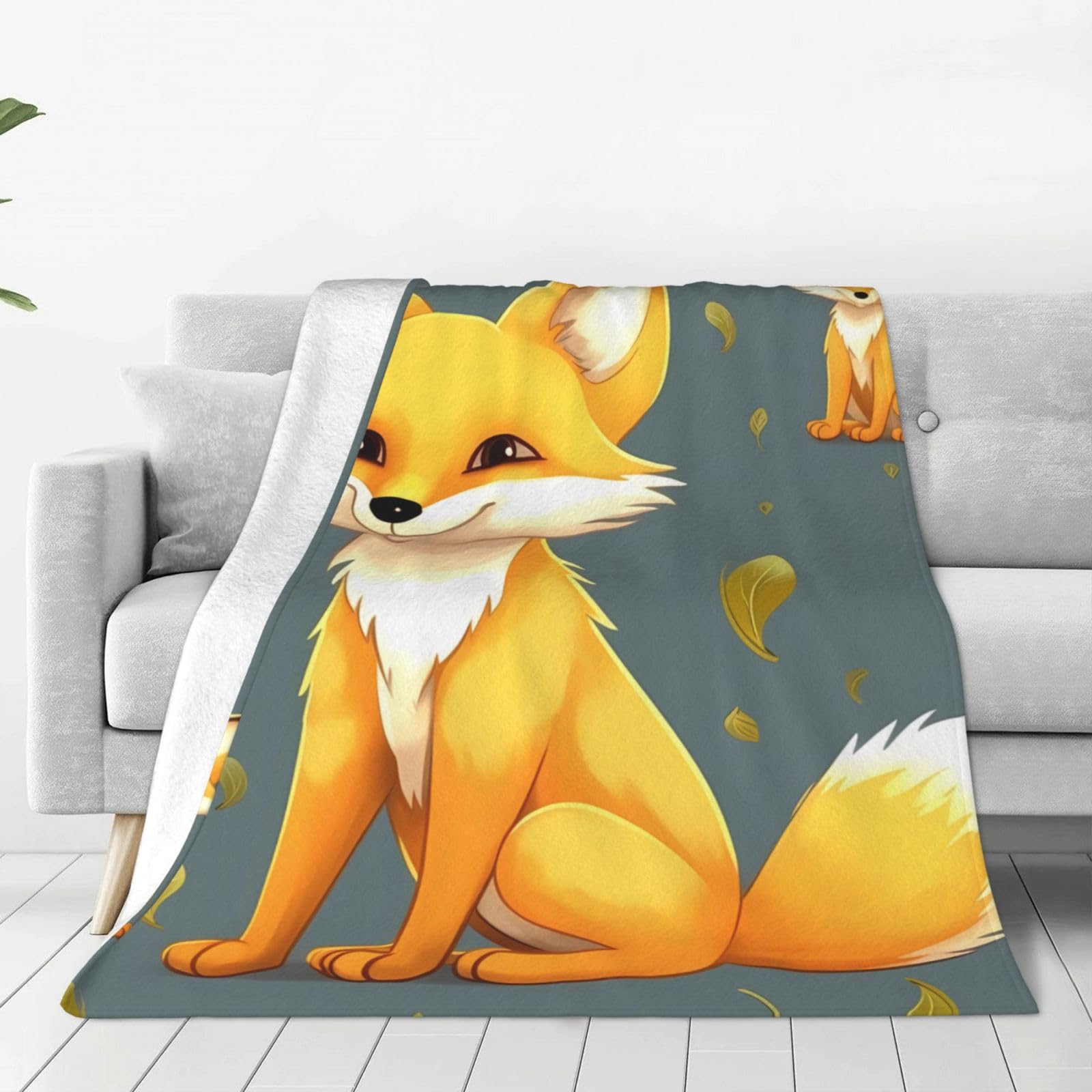Couverture flanelle jaune renard pour décoration chambre et salon cocooning