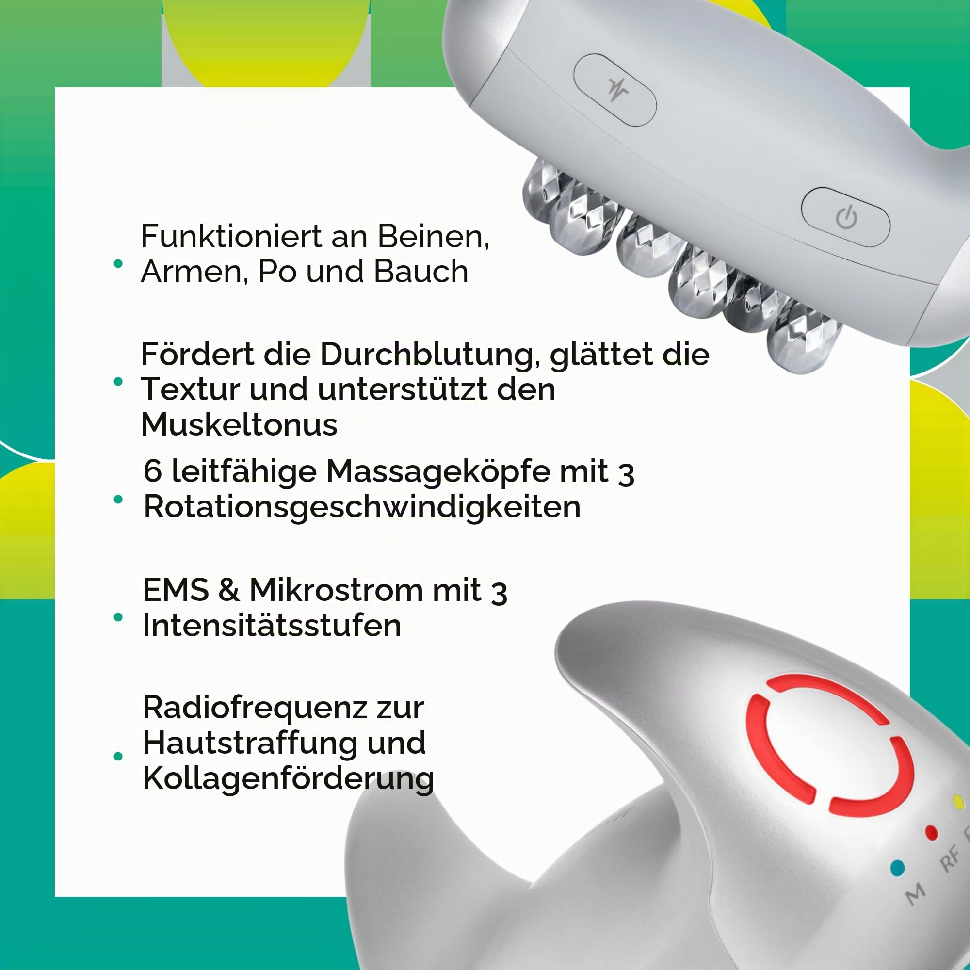 Magnitone Diablo Pro Ganzkörper-Skulpturgerät Mikrostrom EMS Radiofrequenz Massage 3 Intensitätsstufen Kabellos Tragbar 70 Minuten Akku