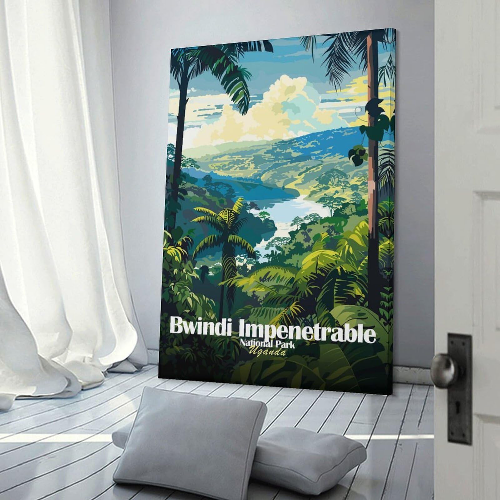 Junmoney Frame-Style-11 Bwindi Impenetrable National Park, Uganda Wall Decor Canvas Print, 20X30inch(50X75cm), For Flats, Guest Rooms Or Compact Rooms, A Simple Refresh For Blank Walls