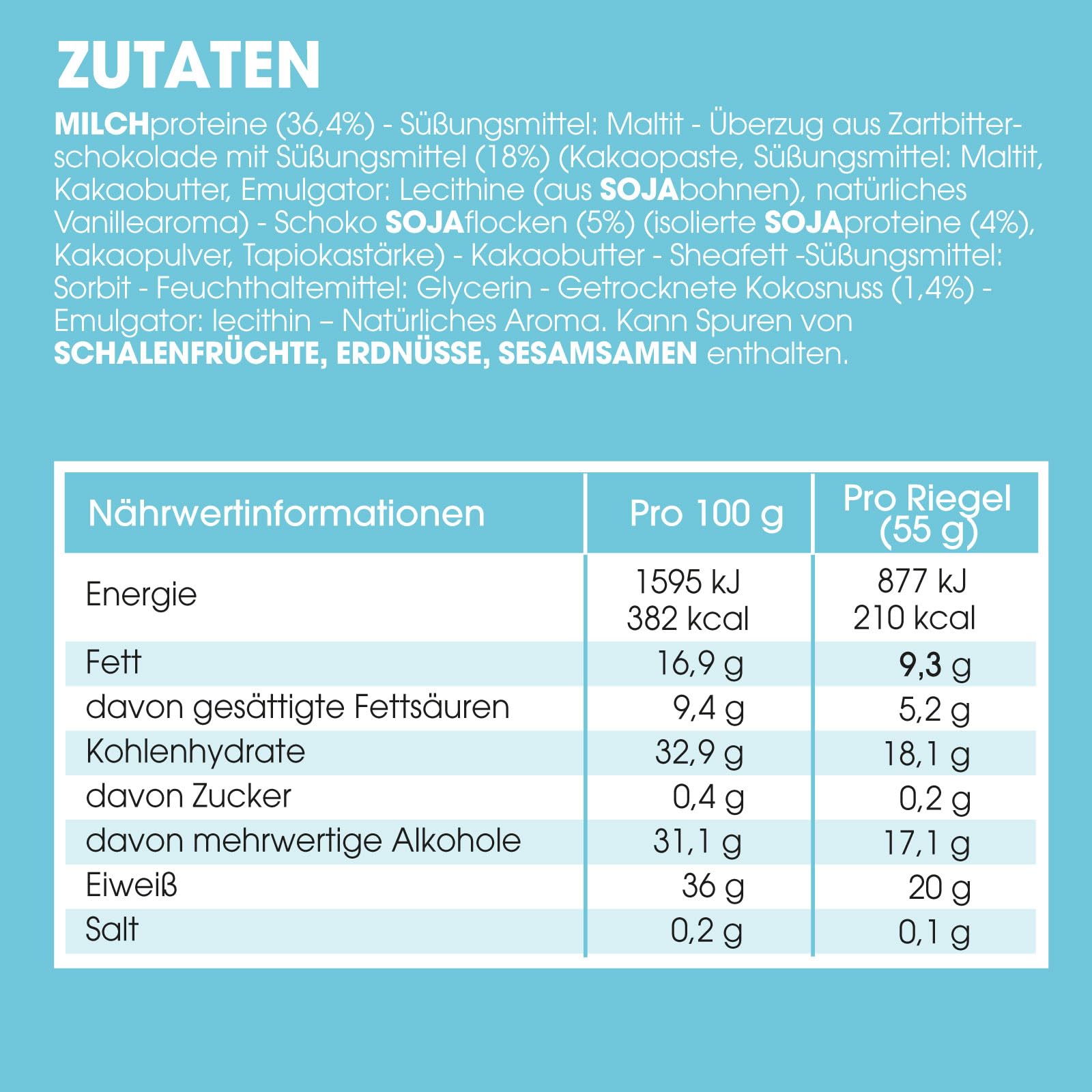 Enervit The Protein Deal Coconut Party – Proteinriegel, Kokos und Zartbitterschokolade, 20 g Protein, 0,2 g Zucker, leckerer und ausgewogener Snack, Glutenfrei, 12 Riegel à 55 g
