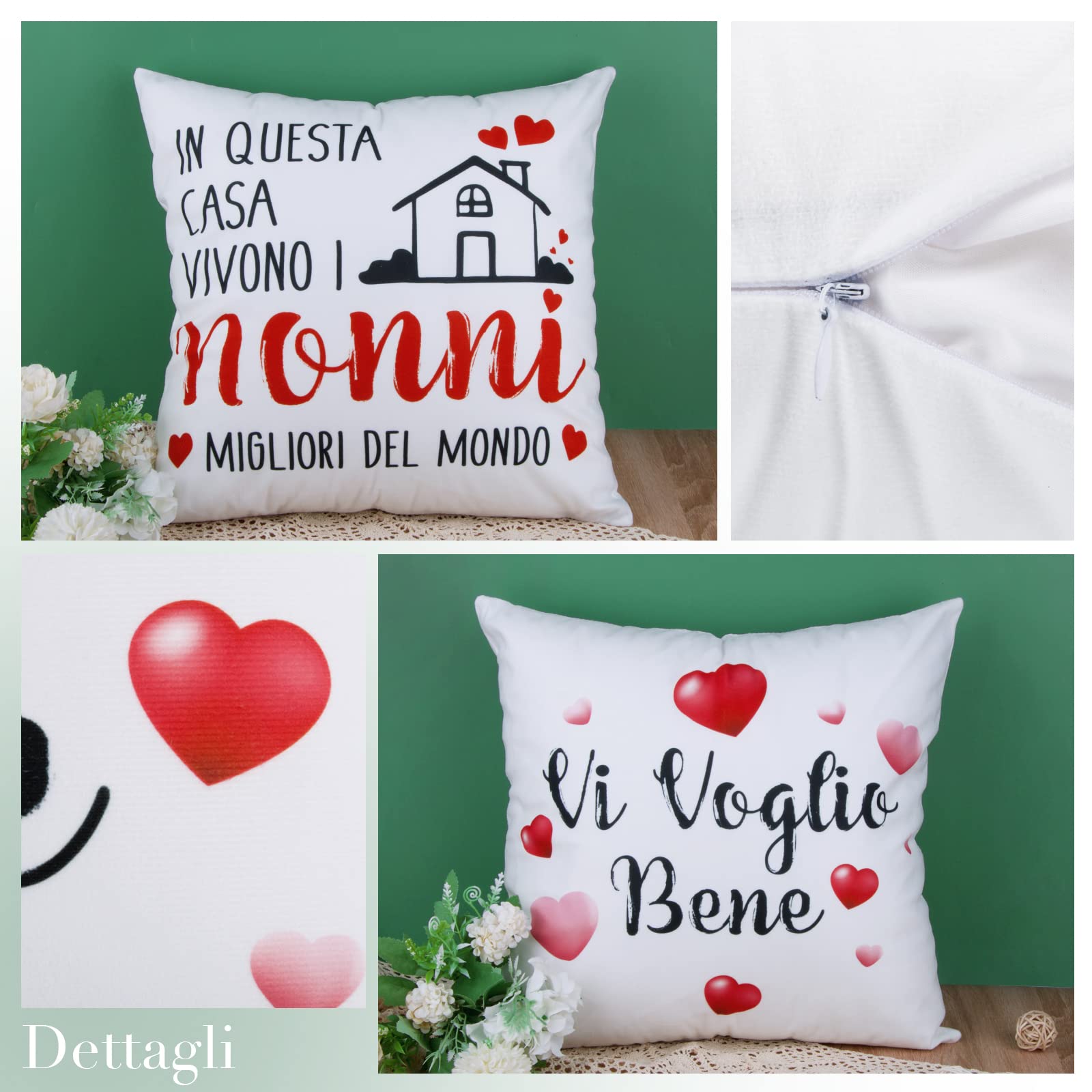 Moon Works Federa Per Cuscino 40x40 Cm 'Miglior Nonno Del Mondo' Con Orso E Ancora, 100% Cotone, Regalo Per Nonno - 4