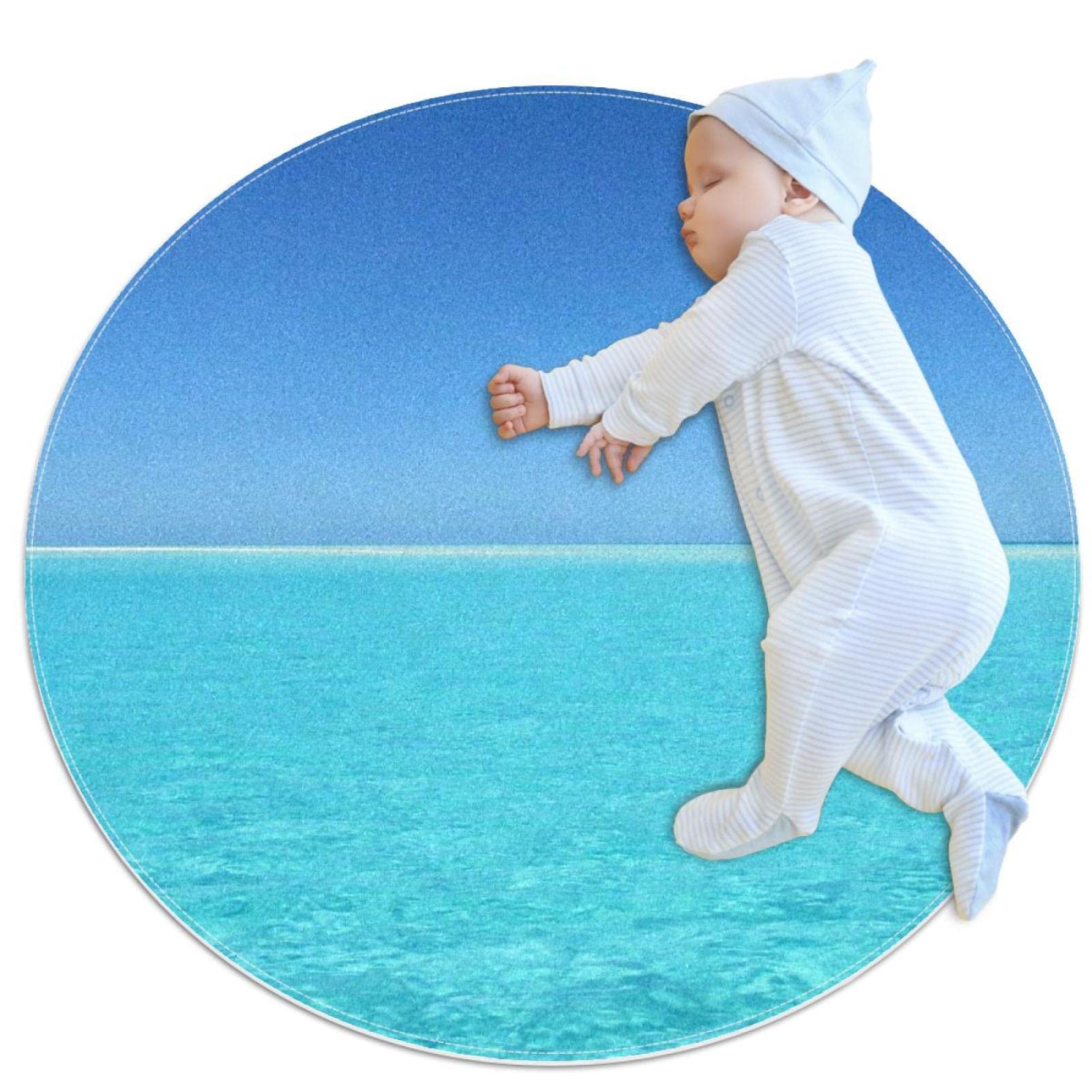 Tapis rond mer océan JDEZ 100cm pour chambre enfant et salle de jeux