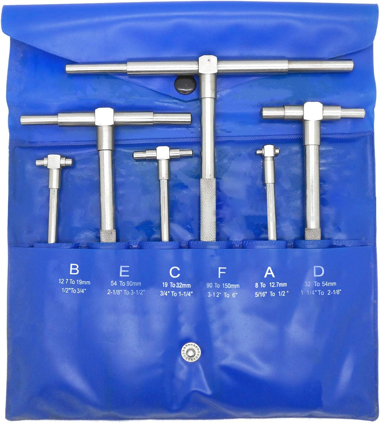 HFS(R) 6 PCS Precision Telescoping Gage Set 5/16'' - 6'' Range T-Bore Hole Gauges w/Pouch