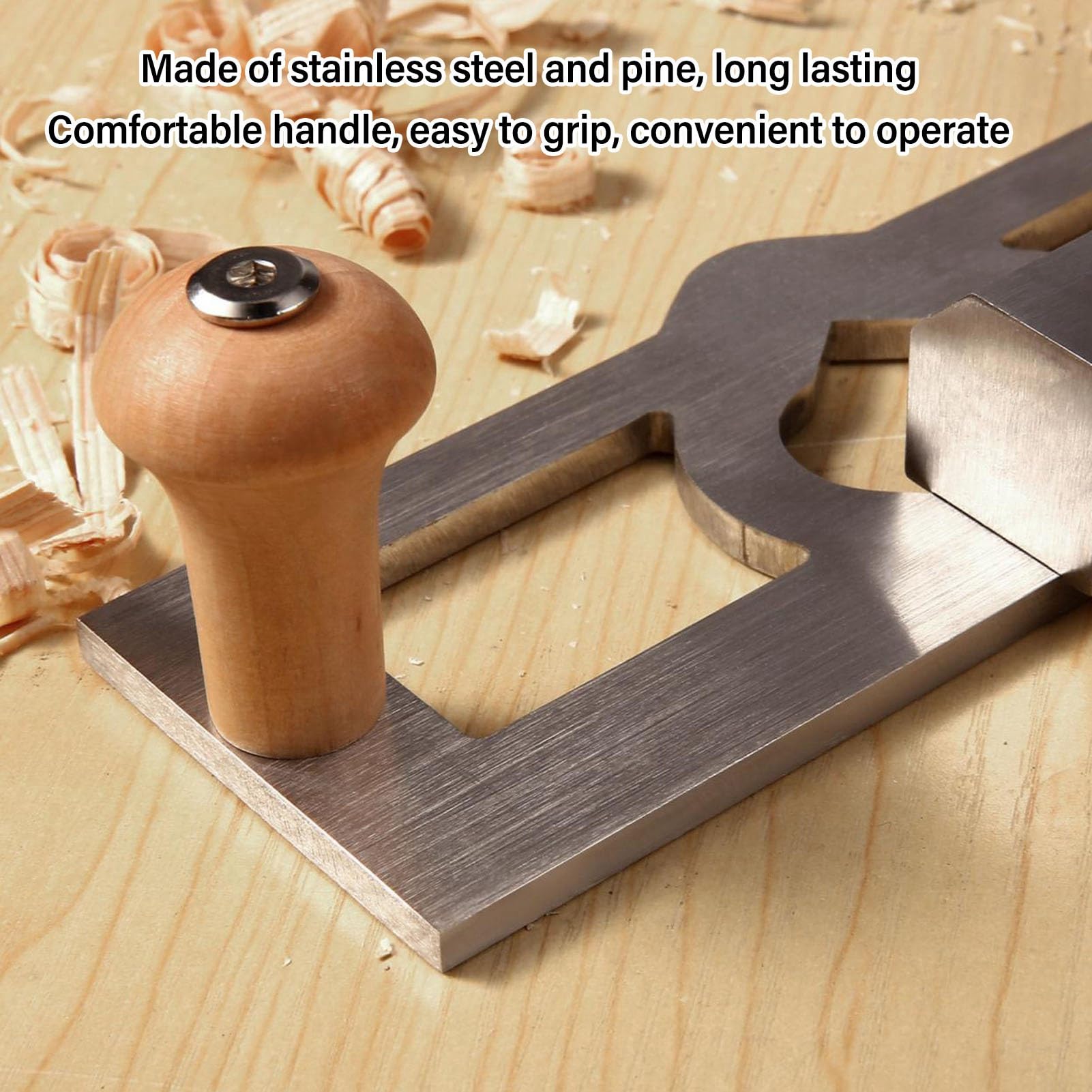 Plano Enrutador, Cepillo de Madera Manual de Acero Inoxidable con Hoja Ajustable con de Madera Cómodo, para Carpintería y Carpintería