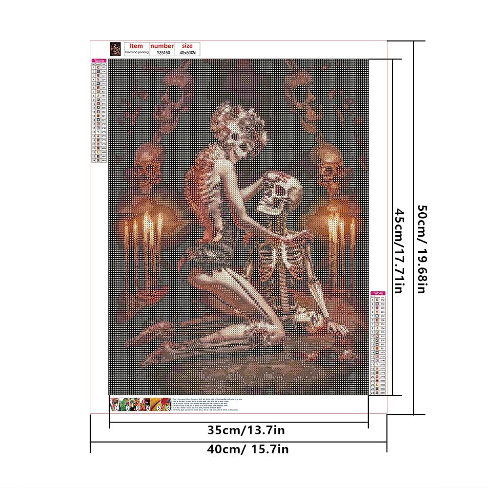DCIDBEI 40x50CM Diamond Painting Couple Crâne, Rond Tableau | FindTheDeal