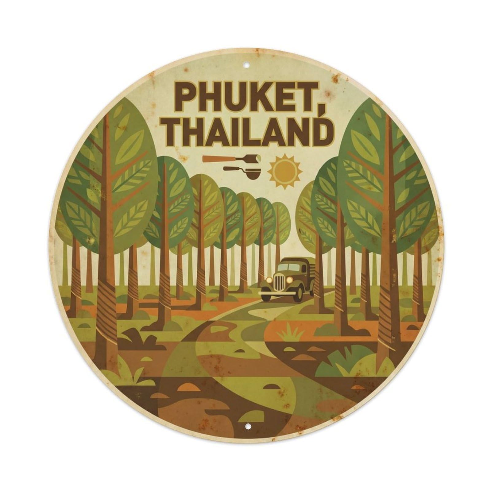 Phuket Rubber Plantation Waterfall Travel Mountain Metal Tin Sign