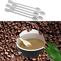 Vista 5 de Cuchara de café, 500 unidades, desechable, pequeña cuchara de té para café, plástico blanco, palitos de cóctel, mini agitador de té