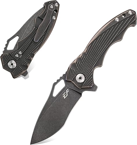 Eafengrow EF958 Cuchillo plegable de aleación de titanio D2 Blade Mango de aleación de titanio EDC Cuchillo para acampar Senderismo