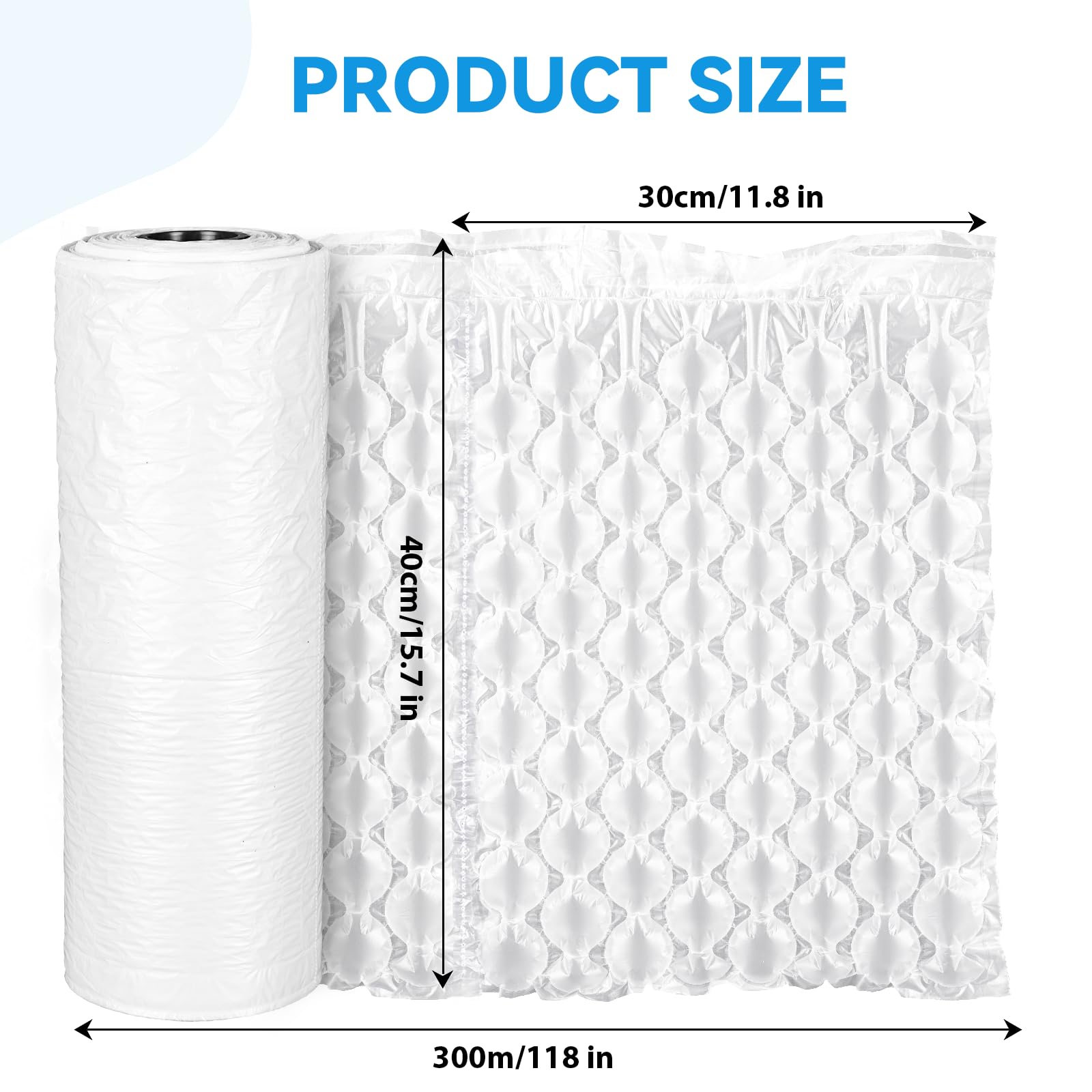 YUCHENGTECH Rollo de Plástico de Burbujas 30 x 40 cm x 300 m Película de Burbujas Inflable Película de Plástico de Burbujas Material de Embalaje para Embalaje, Envío