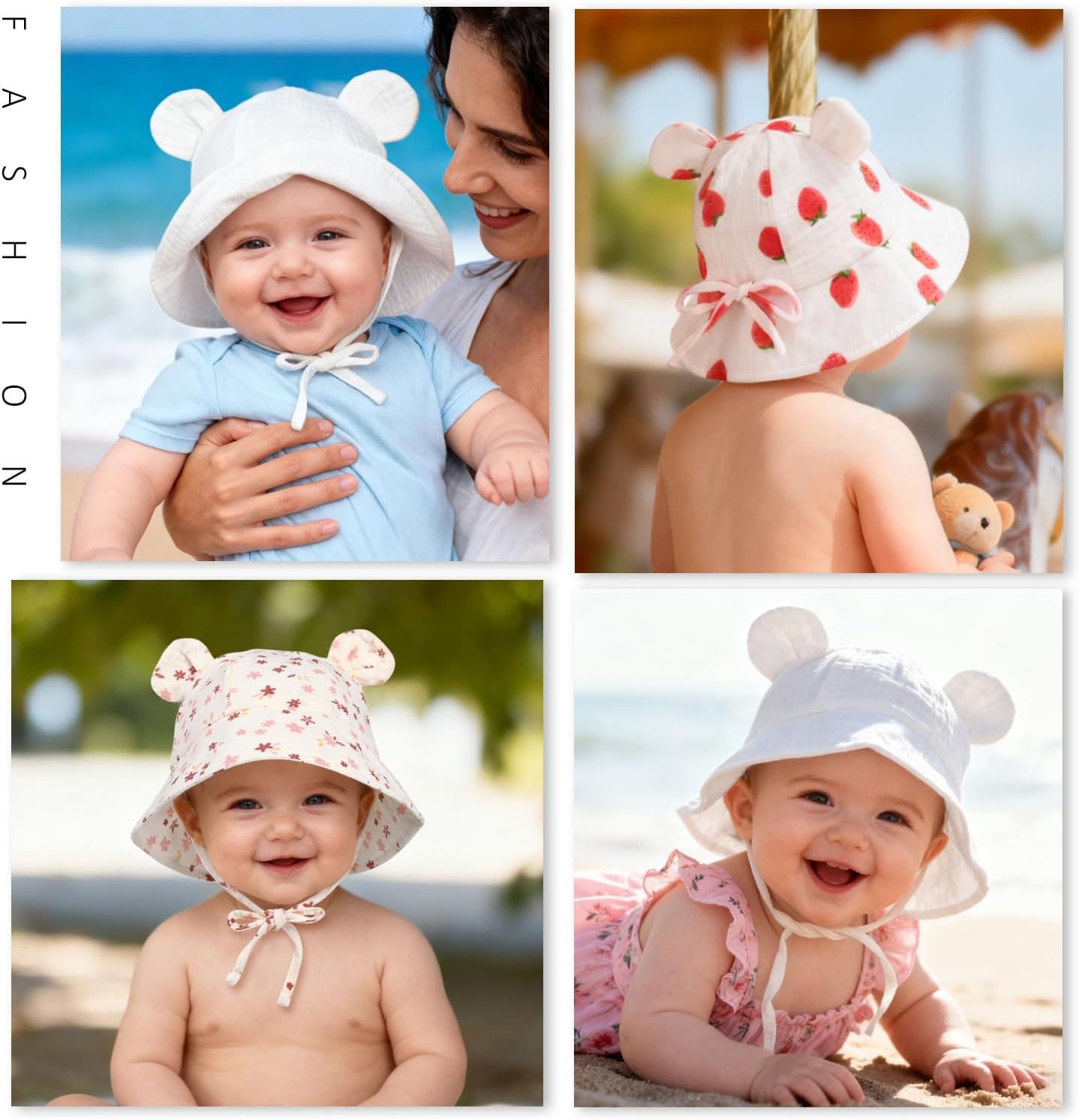 Baby Summer Sun Hat Infant Boys Girls Outdoor Breathable Hat Toddler Medical Cotton Yarn Bucket Hats