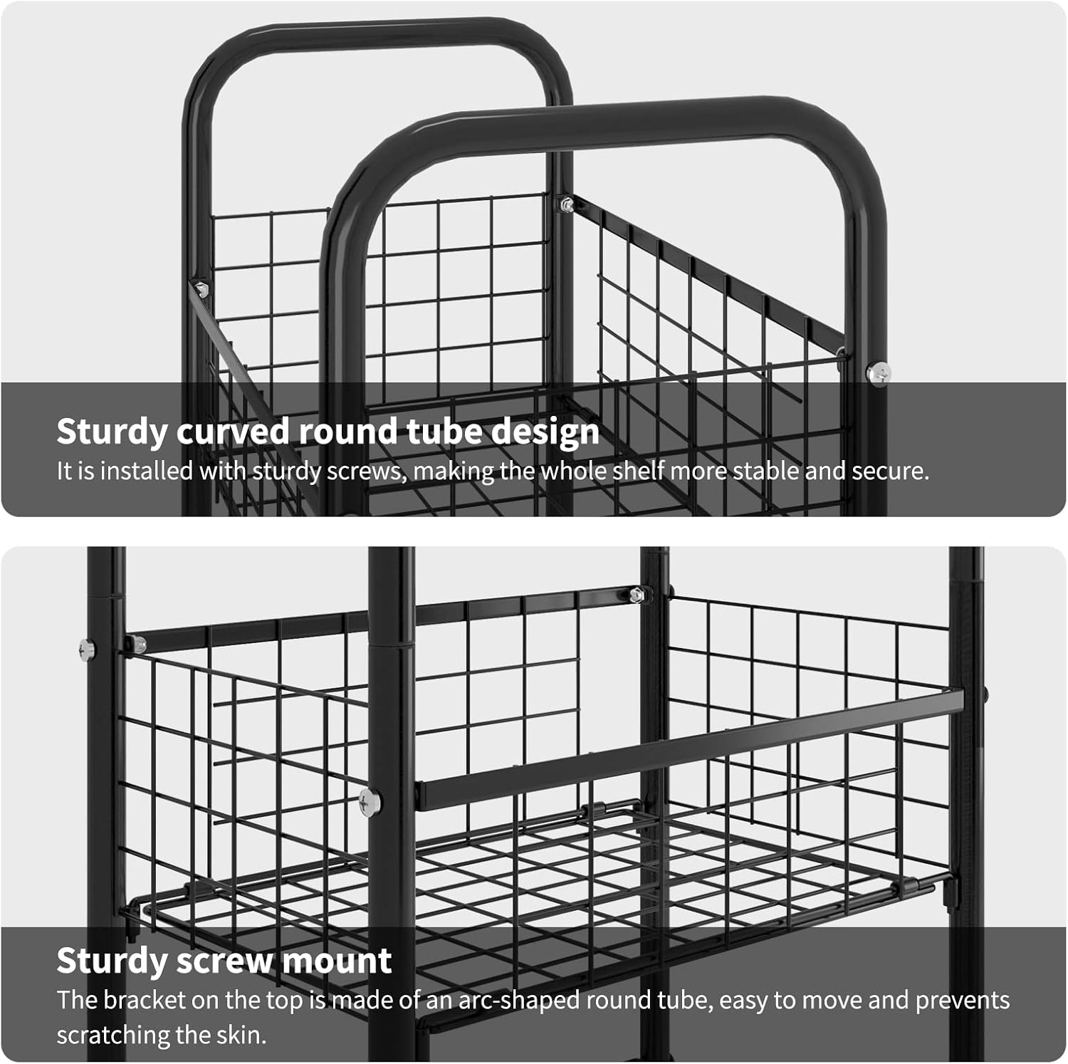 PROXRACER 3-Tier FreeStanding Open Shelf,Bathroom Organizer Shelves Unit with Adjustable Feet, Metal Steel Storage Tower Organizer Rack Basket Cart for Bathroom, Living Room, Balcony, Kitchen