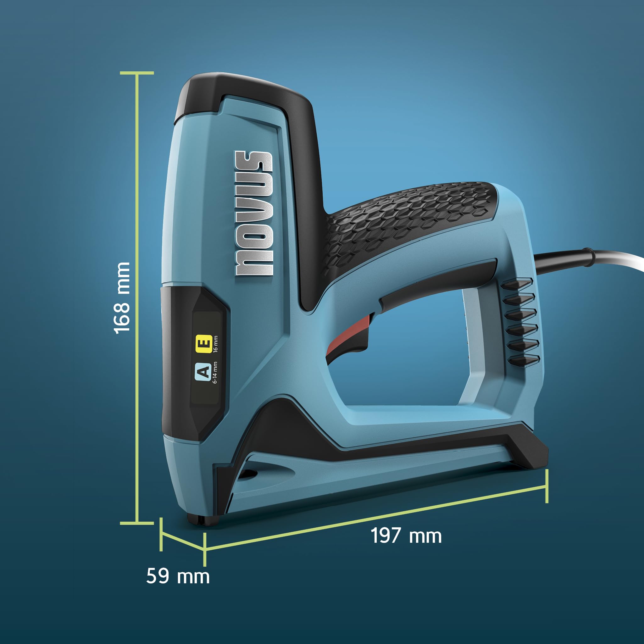 NOVUS TOOLS Juego de grapadora eléctrica J-120 con 1800 grapas, pistola de grapadora eléctrica para madera para fijación de telas y molduras | Para grapas de alambre fino de 6-14 mm y clavos de 16 mm
