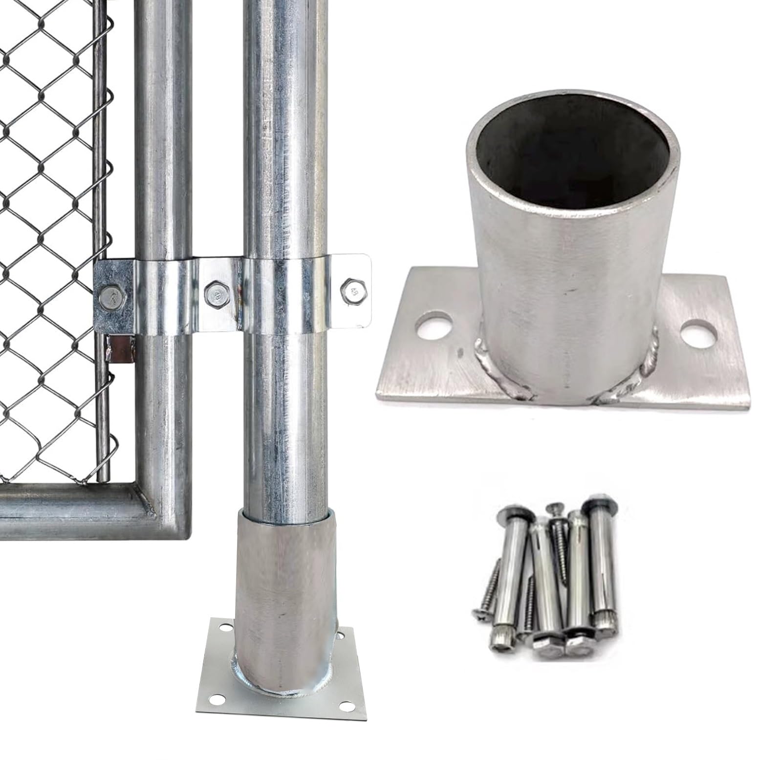 Anclajes para postes de cubierta con kits de tornillos, montaje de hormigón resistente para reparación de vallas y soporte de postes de madera, ideal para buzones y postes de tubo redondo