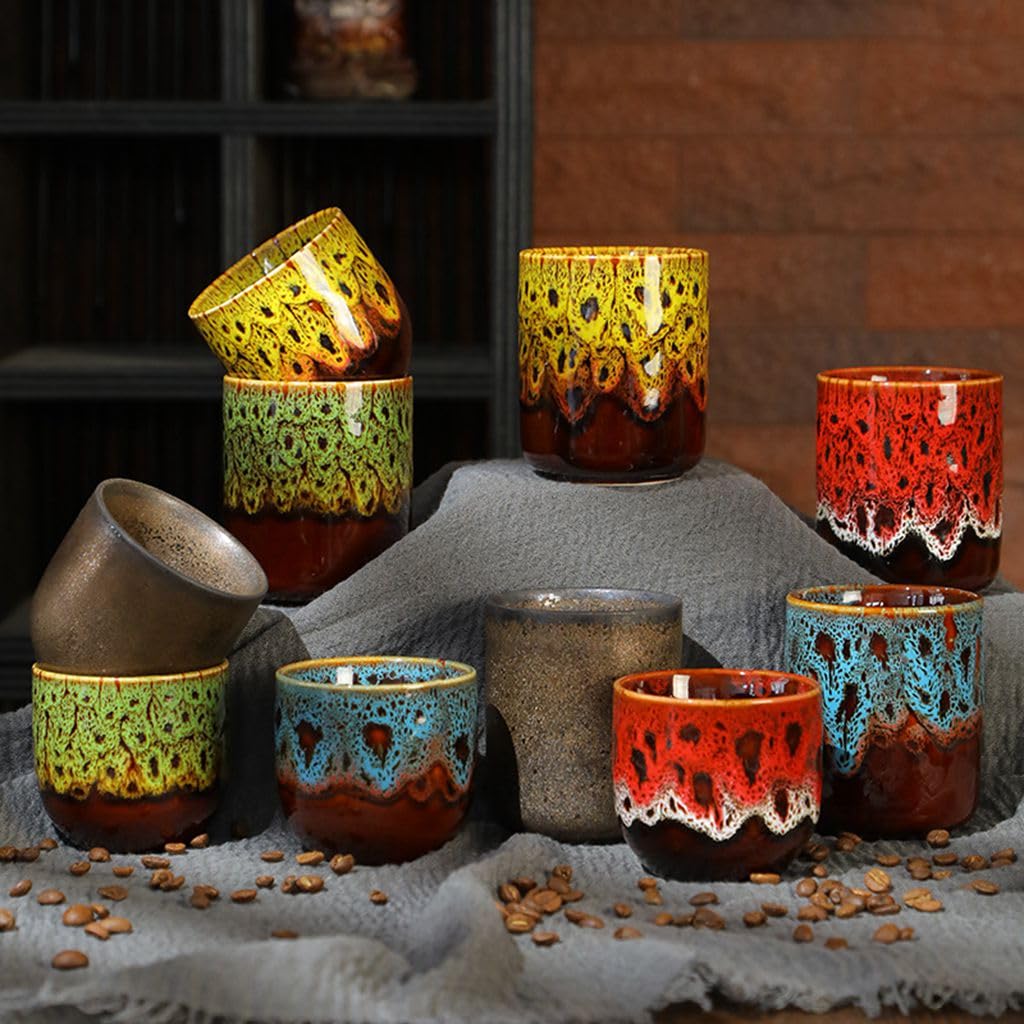 3 sztuki ceramicznych filiżanek do herbaty, szkliwionych, zmieniających kolor w piecu, chińskich japońskich filiżanek do herbaty, zestaw 3 filiżanek do herbaty Gong Fu do biura, domu i dla miłośnikó