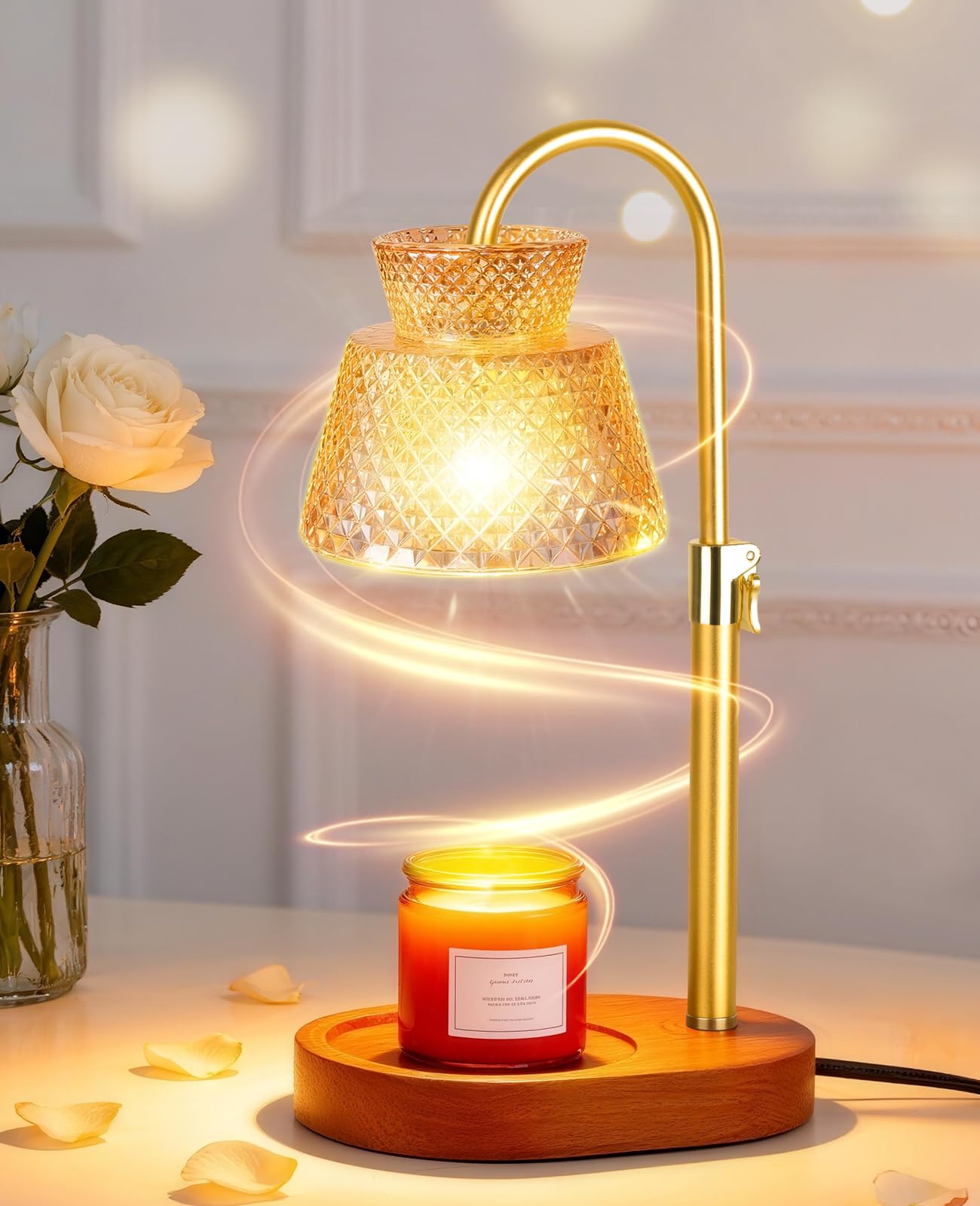 Lampada riscaldante per candele con timer, dimmerabile, altezza regolabile con lampadina, per candele profumate, decorazione per la casa, regalo di compleanno per donne e mamme