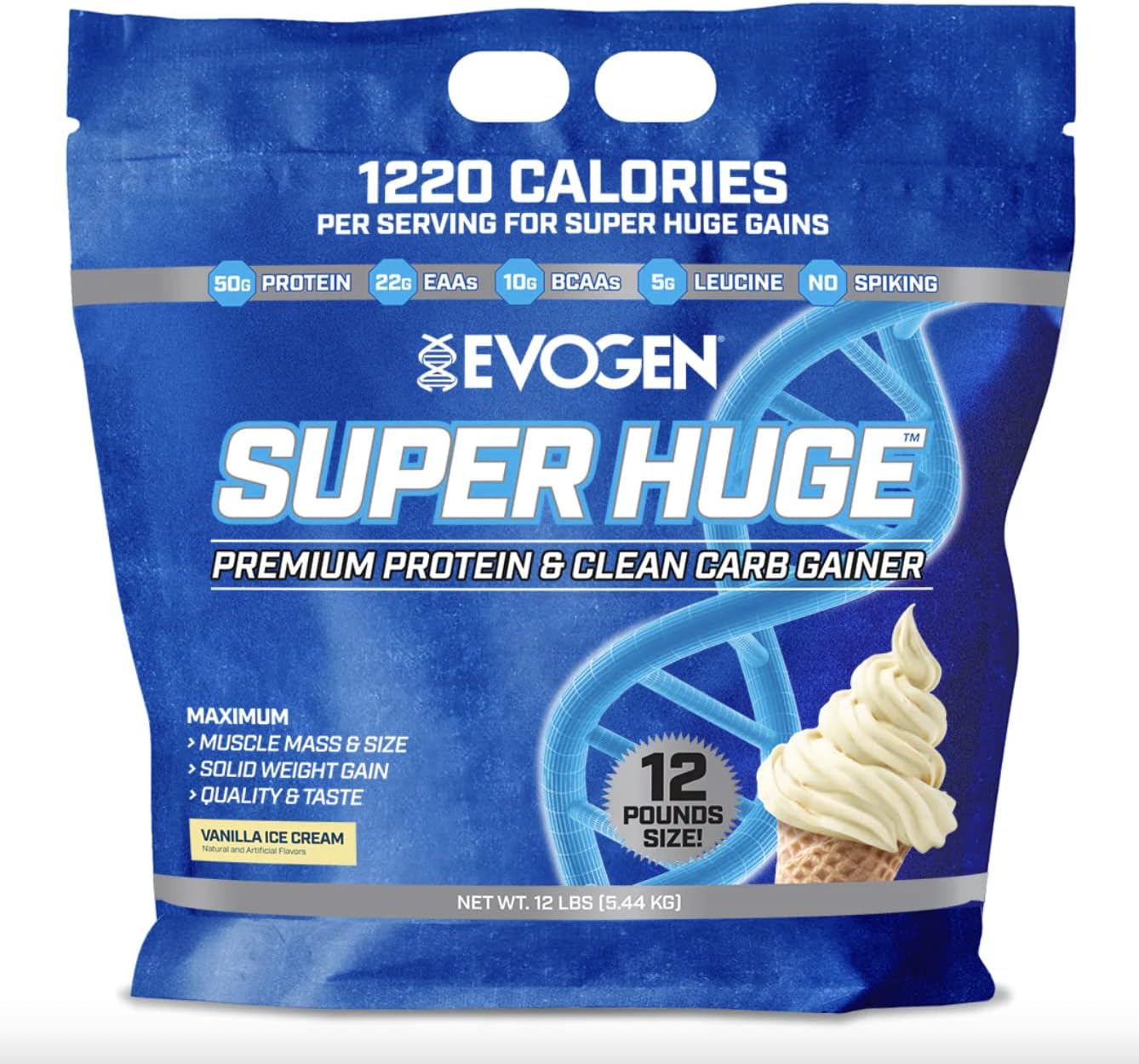 EVOGEN SUPER HUGE 12 LBS/Mass gainer/proteina premium (VAINILLA