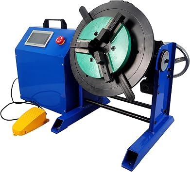 TECHTONGDA 110LB Rotary Welding Positioner 0-90 Turntable Table PLC Control Welding Positioning Equipment with 7.87 3-Jaw Chuck and Foot Switch