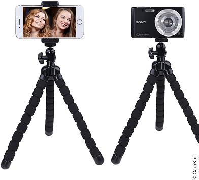 Flexible Cell Phone Tripod and Bluetooth Remote Control Camera Shutter - for iPhone, Samsung Galaxy and Many More - Octopus Style Mount - Universal Phone Holder - Solution for Smartphone Photography