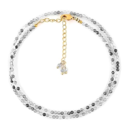 Vista 44 de Natural Smoky Quartz Gemstone Full Faceted Beads Crystals Dainty Necklace Jewelry Gift for Women, Birthstone, Healing Stones, 18 inch Stone