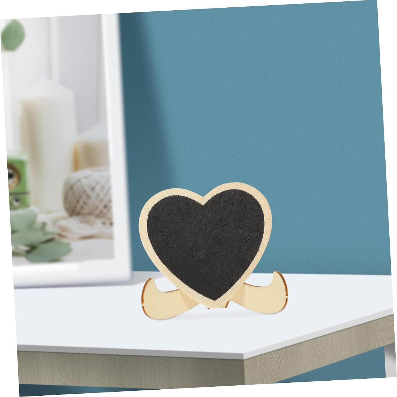 10pcs Heart Shaped Mini Chalkboard Signs Wood Decorative Photo Props
