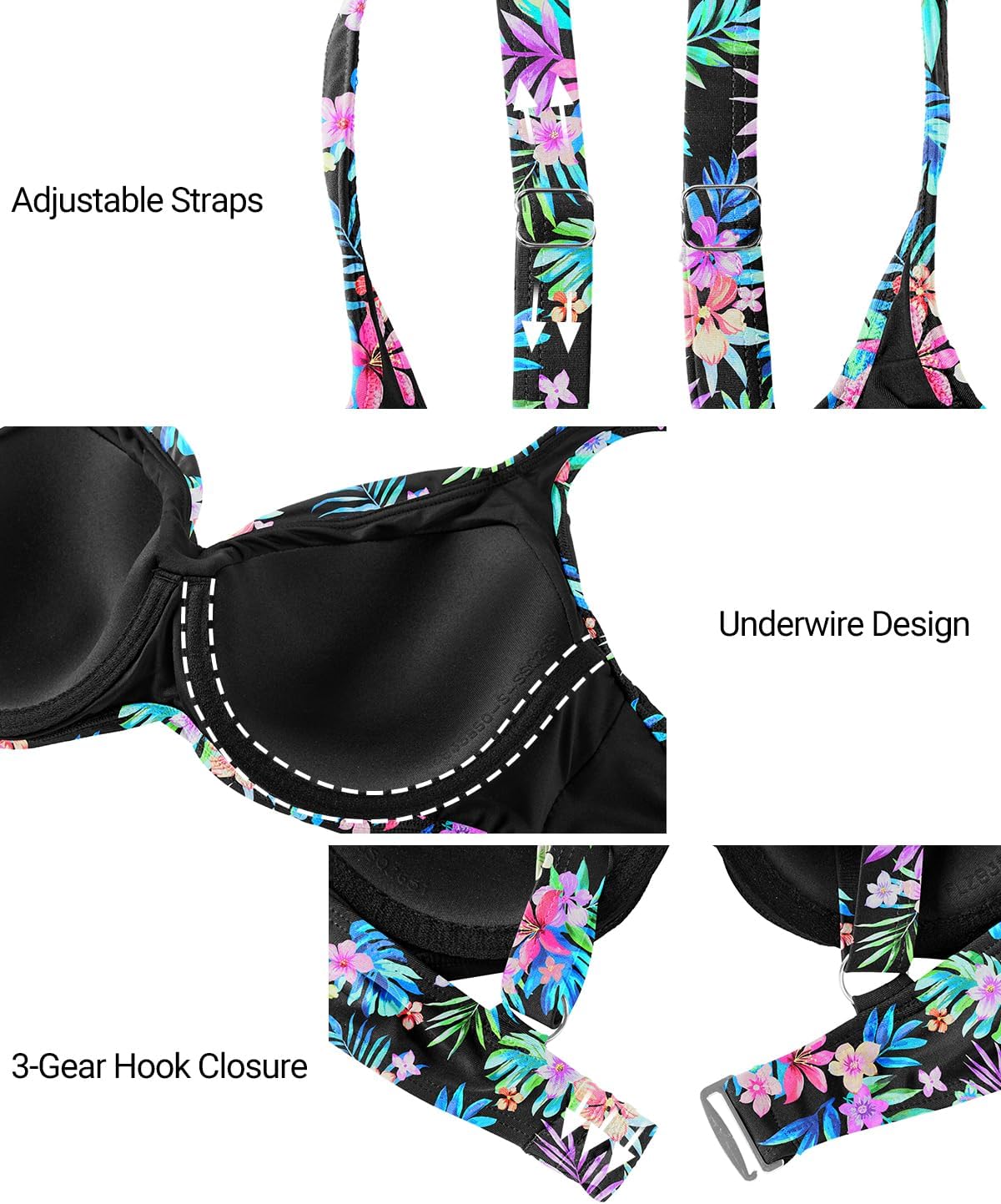 Women Underwire Bikini Tops - Push Up Swim Top Only Bra Padded Bathing Suit Top 2025 Swimsuit Tops - Image 5