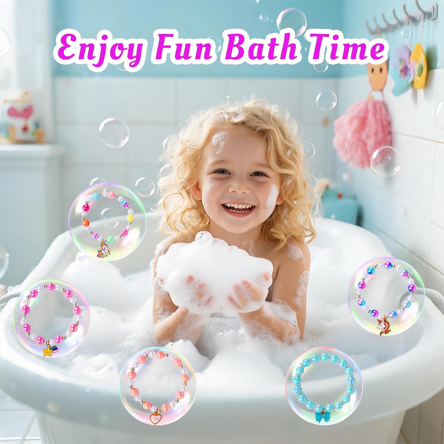 Bath Bombs for Gilrs Kids with Bracelet Toys Inside, Bath Bombs with Surprise Jewelry Bubble Fizzy Bath Toys, Birthday Gifts for Girls 4 5 6 7 8, Daughter, Granddaughter, Christmas Stocking Stuffers