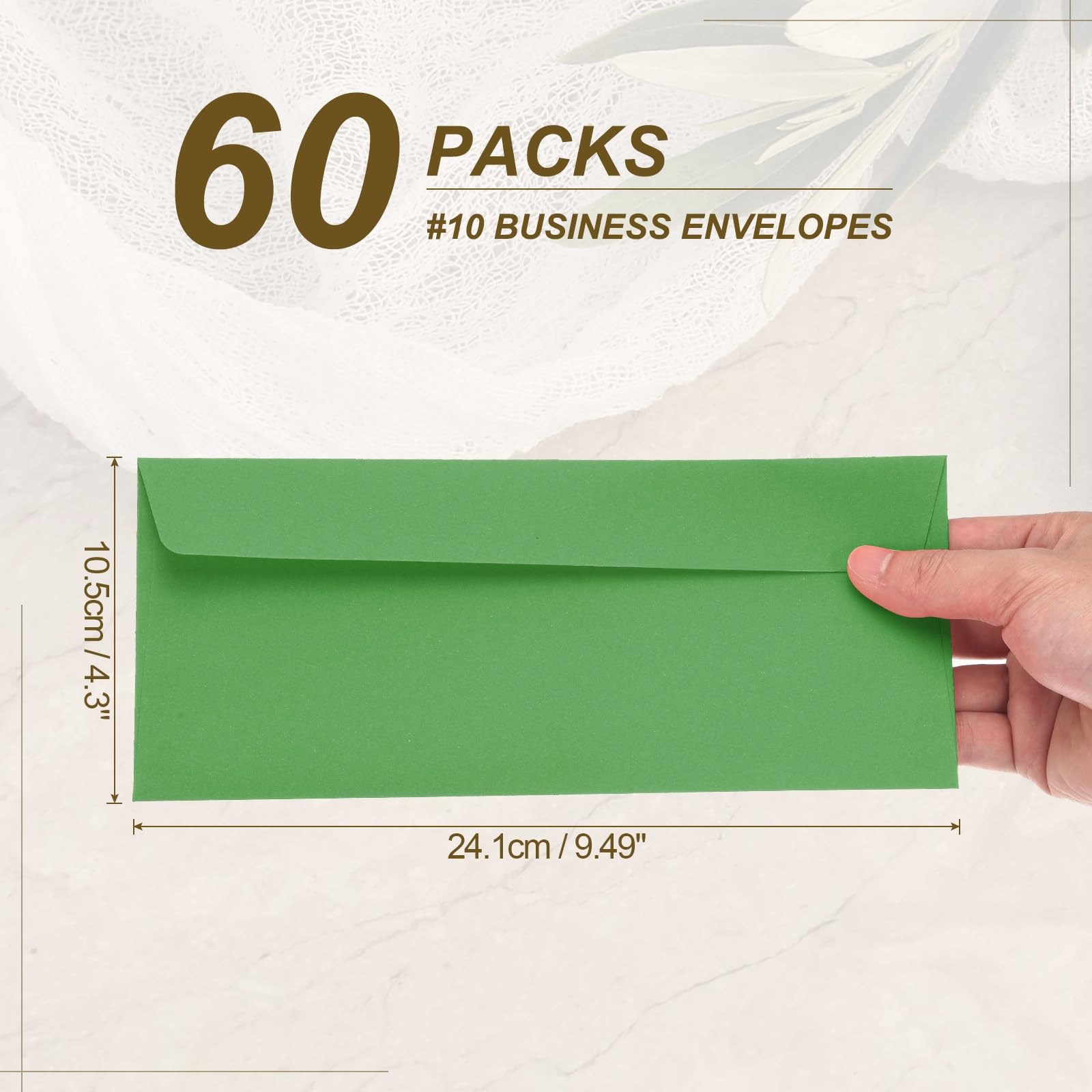 PATIKIL 60 Pack Light Dark Green #10 Business Envelopes - Image 2
