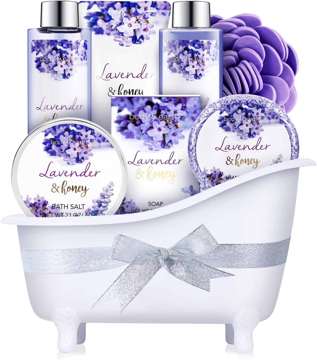 – Bath and Body Gift Set - 8 Pcs Bath Spa Gift Sets Lavender&Honey Scent, Includes Bubble Bath, Shower Gel, Soap, Body Lotion, Bath Salt and More, Perfect Gift.