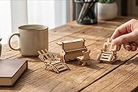 Vista 6 de BOHS Juego de muebles de casa de muñecas de 34 piezas, escala 1/24, rompecabezas 3D de madera cortados con láser, modelos y accesorios en miniatura